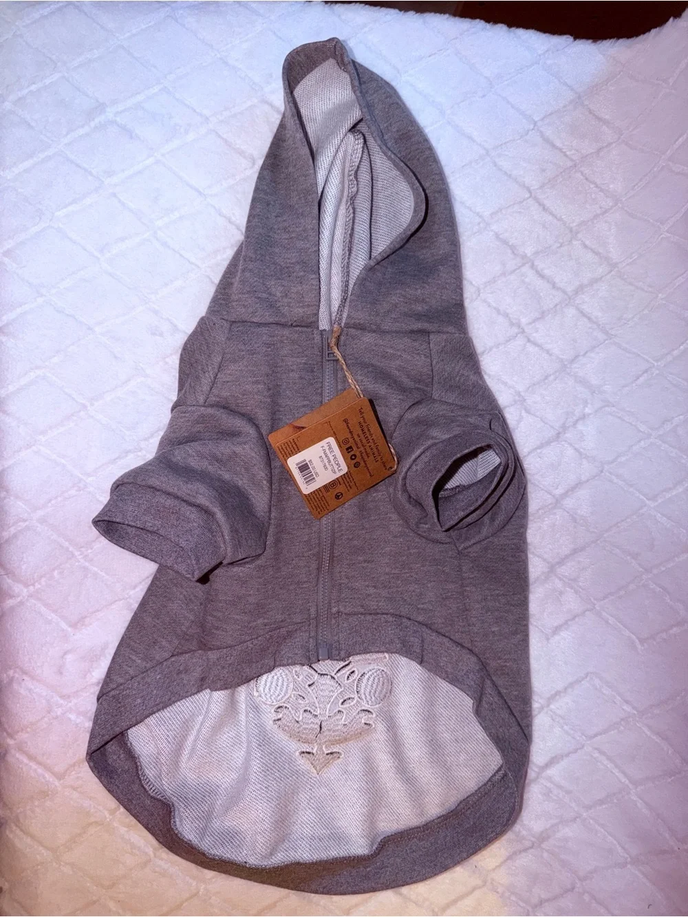 Free People Grey Pet Hoodie with Black Graphic Detail